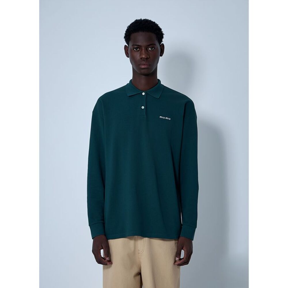 Miu Miu Men Logo Motif Polo Shirt